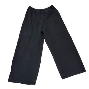 Elemente Clemente Pants Sz 0 Wide Leg Cropped Pockets Lagenlook Cotton Black